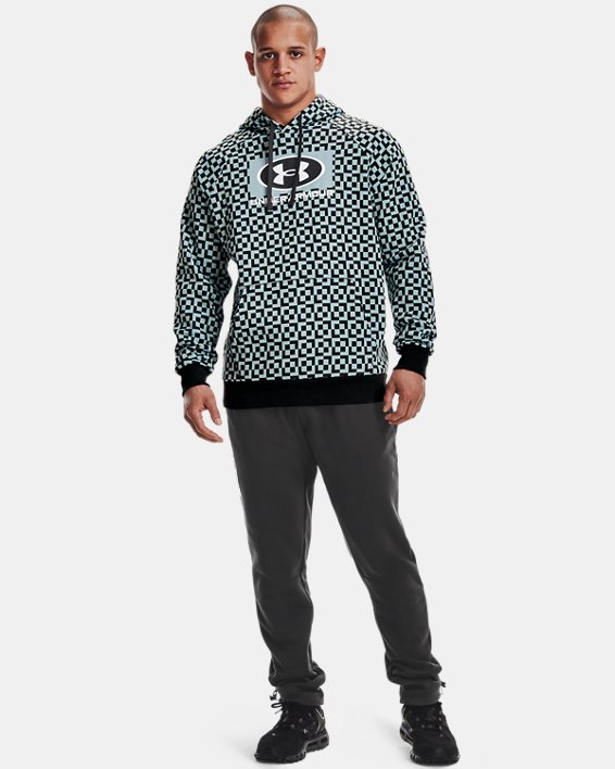 เสื้อฮู้ด UA Rival Fleece Geo Print สำหรับผู้ชาย, Blue, pdpMainDesktop image number 2